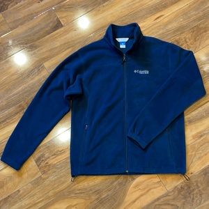 Men’s large Columbia field gear fleece zip up jacket navy blue